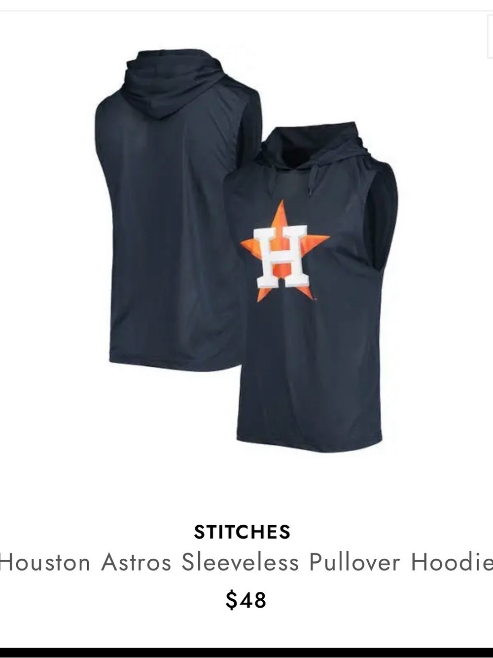 Houston Astros Sleeveless pullover Hoodie size Mens Medium